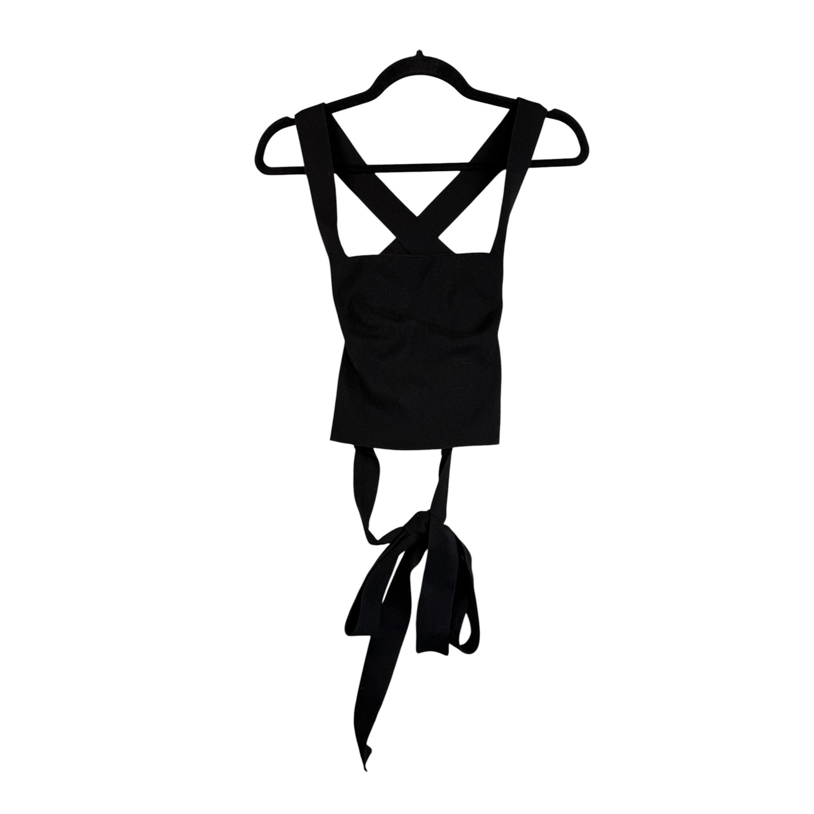 Intimately Free People Black Ribbed Lace Up Back Corset Top Xs Sleeveless Knit